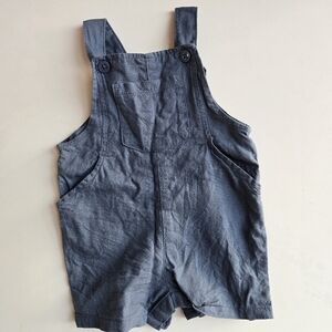 Little Planet Kids Blue Linen Blend Short Overalls Shortalls 6m